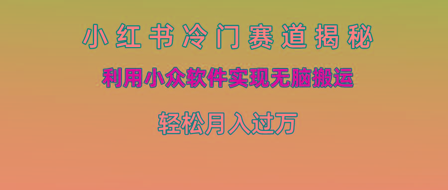 小红书冷门赛道揭秘,利用小众软件实现无脑搬运，轻松月入过万-百货大全