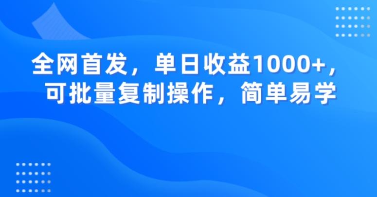 全网首发，单日收益1000+，可批量复制操作，简单易学【揭秘】-百货大全