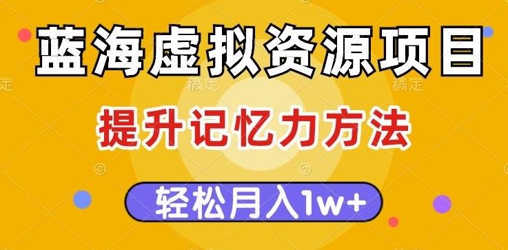 蓝海虚拟资源项目，提升记忆力方法，多种变现方式，轻松月入1w+【揭秘】-百货大全