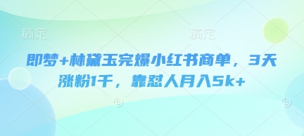即梦+林黛玉完爆小红书商单，3天涨粉1千，靠怼人月入5k+-百货大全
