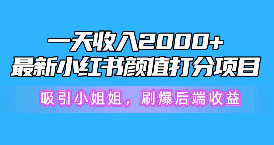 一天收入2000+，最新小红书颜值打分项目，吸引小姐姐，刷爆后端收益-百货大全