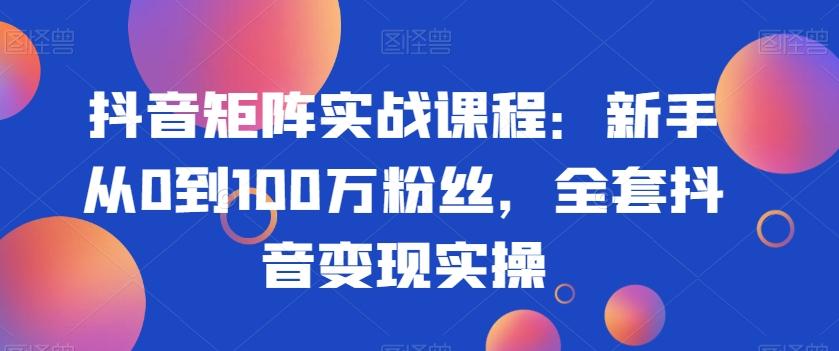抖音矩阵实战课程：新手从0到100万粉丝，全套抖音变现实操-百货大全