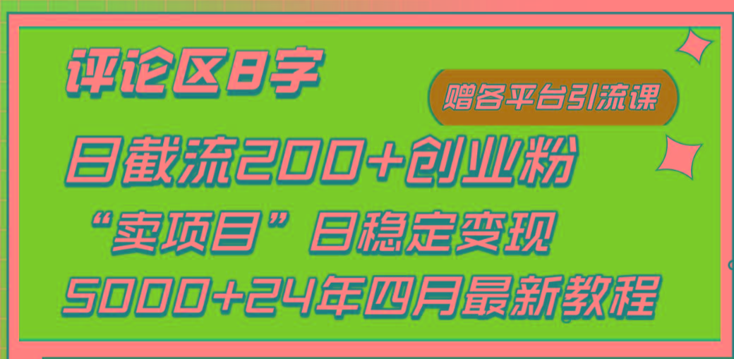 (9851期)评论区8字日载流200+创业粉  日稳定变现5000+24年四月最新教程！-百货大全