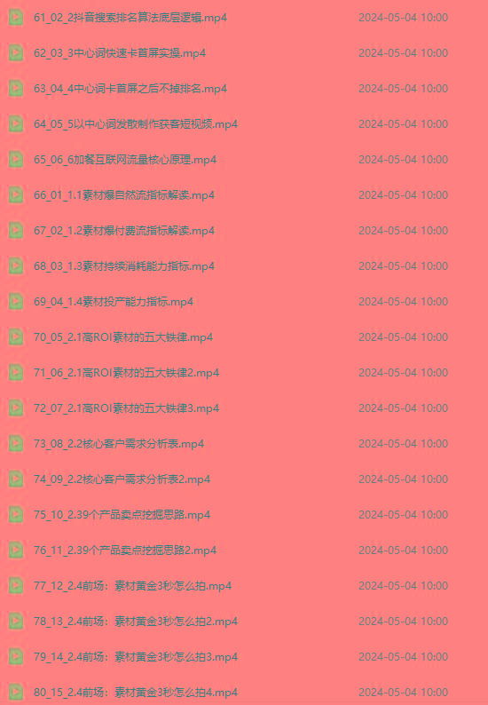 图片[4]-2024单品正价起号，直播素材投流选品：选品课+投流课+素材课+卡首屏/100节-百货大全
