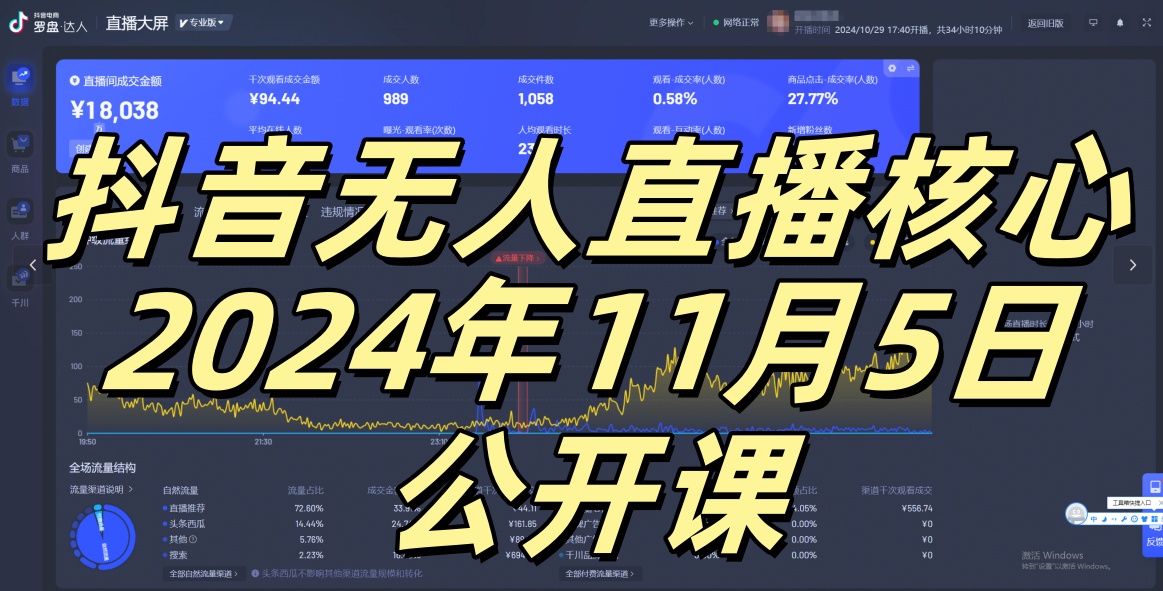 抖音无人直播核心公开课，咸鱼翻身小白可做带有睡后收入月入过万太简单【揭秘】-百货大全