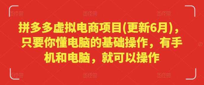 拼多多虚拟电商项目(更新6月)，只要你懂电脑的基础操作，有手机和电脑，就可以操作-百货大全