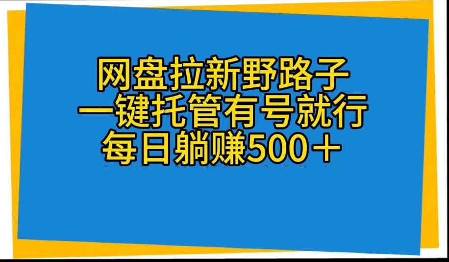 网盘拉新野路子，一键托管有号就行，全自动代发视频，每日躺赚500＋-百货大全