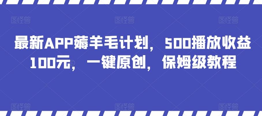 最新APP薅羊毛计划，500播放收益100元，一键原创，保姆级教程-百货大全
