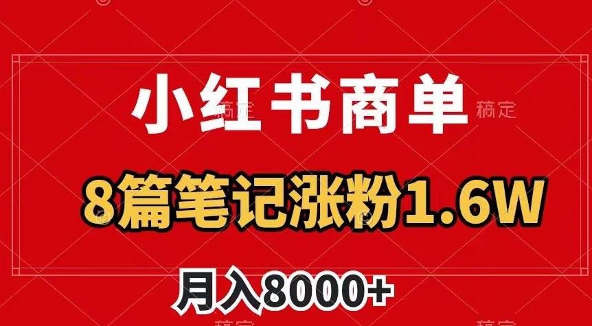 小红书商单最新玩法，8篇笔记涨粉1.6w，作品制作简单，月入8000+【揭秘】-百货大全