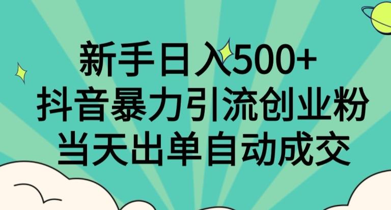 新手日入500+，抖音暴力引流创业粉，当天出单自动成交-百货大全