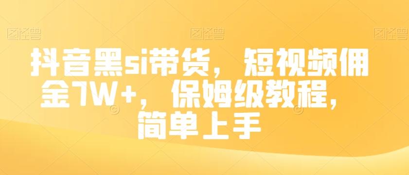 抖音黑si带货，短视频佣金7W+，保姆级教程，简单上手【揭秘】-百货大全