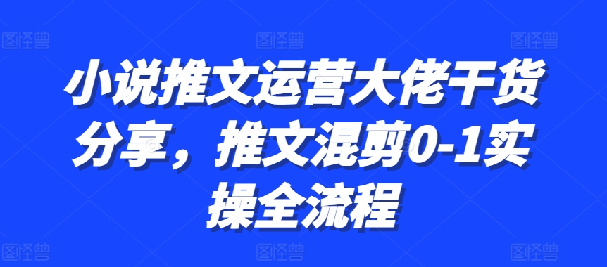 小说推文运营大佬干货分享，推文混剪0-1实操全流程-百货大全