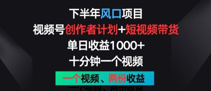 下半年风口项目，视频号创作者计划+视频带货，一个视频两份收益，十分钟一个视频【揭秘】-百货大全