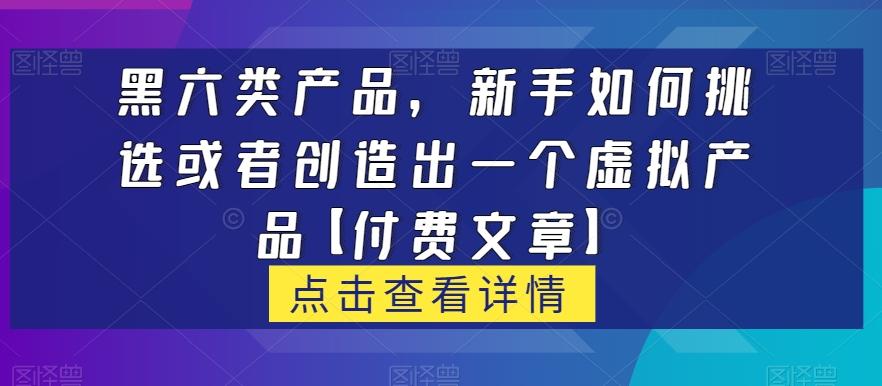 黑六类虚拟产品，新手如何挑选或者创造出一个虚拟产品【付费文章】-百货大全