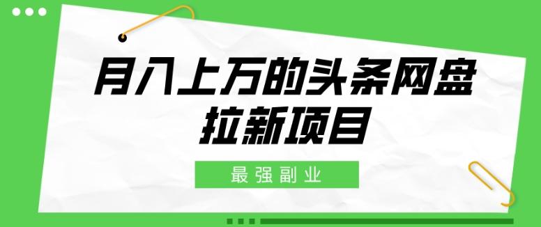 最强副业，月入上万的头条网盘拉新项目，小白新手轻松上手-百货大全