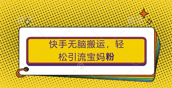 快手无脑搬运，轻松引流宝妈粉，纯小白轻松上手【揭秘】-百货大全