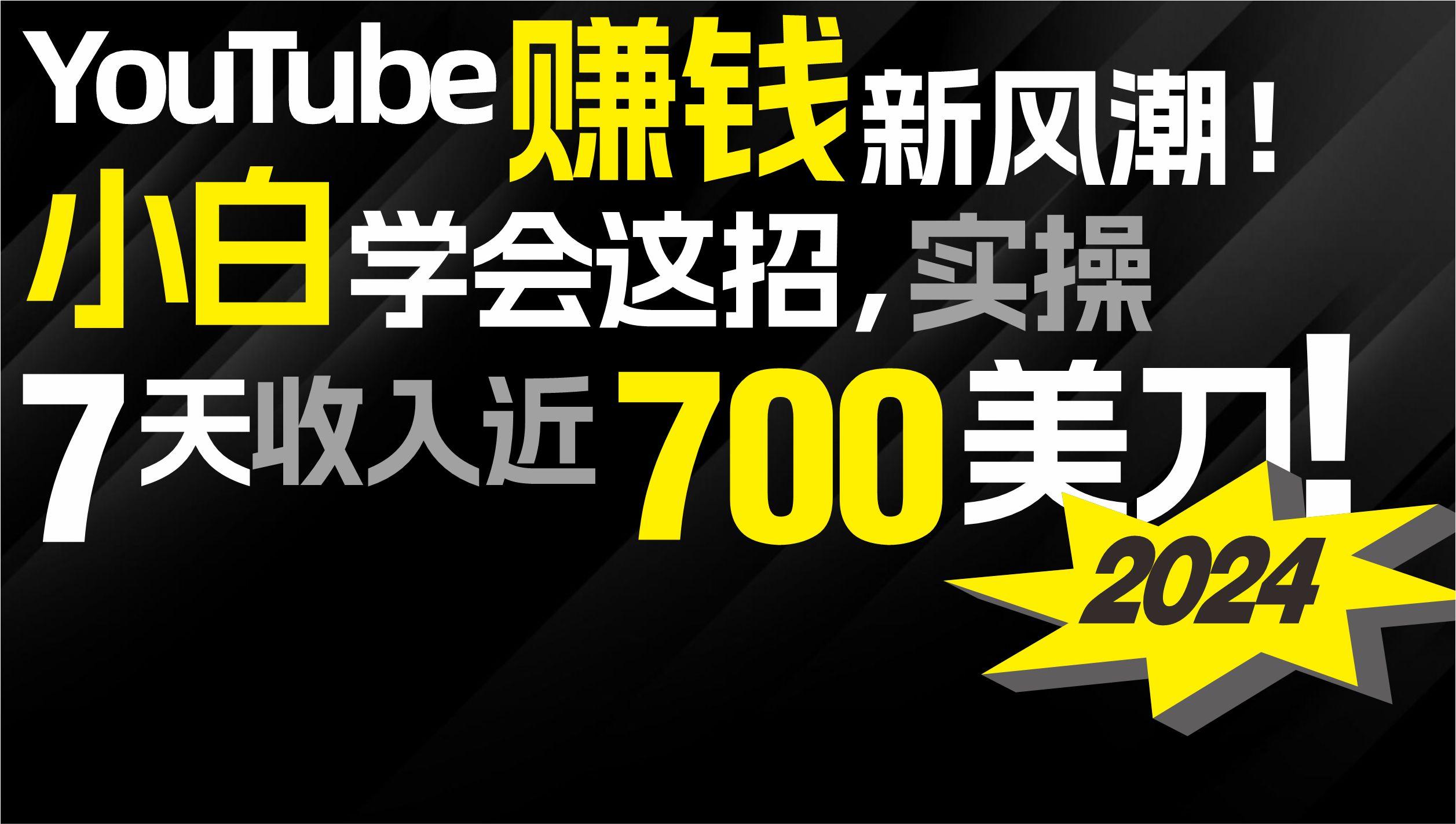 (9647期)2024 YouTube赚钱新风潮！小白学会这招，7天收入近7百美金！-百货大全