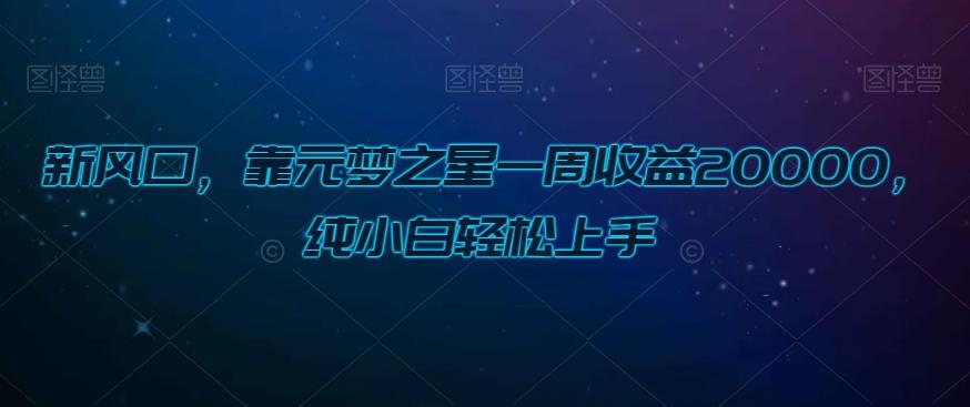 新风口，靠元梦之星一周收益20000，纯小白轻松上手-百货大全
