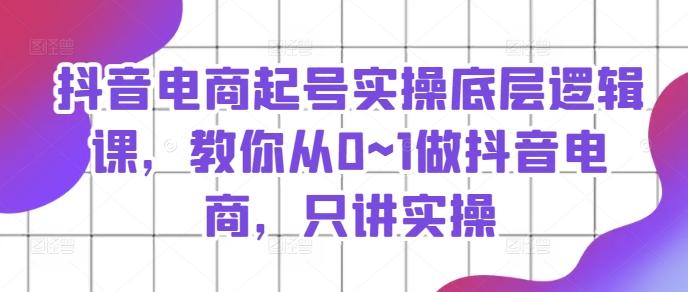 抖音电商起号实操底层逻辑课，教你从0~1做抖音电商，只讲实操-百货大全