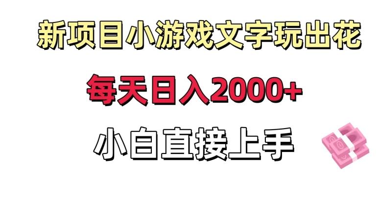 新项目小游戏文字玩出花日入2000+，每天只需一小时，小白直接上手【揭秘】-百货大全