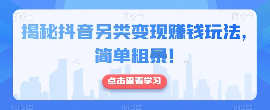 揭秘抖音另类变现赚钱玩法，简单粗暴！-百货大全