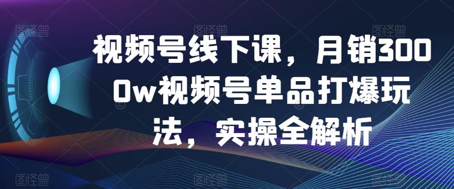 视频号线下课，月销3000w视频号单品打爆玩法，实操全解析-百货大全