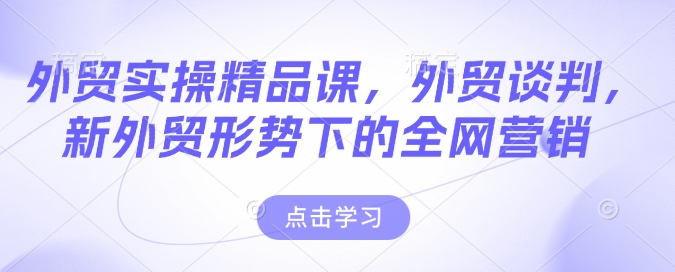 外贸实操精品课，外贸谈判，新外贸形势下的全网营销-百货大全