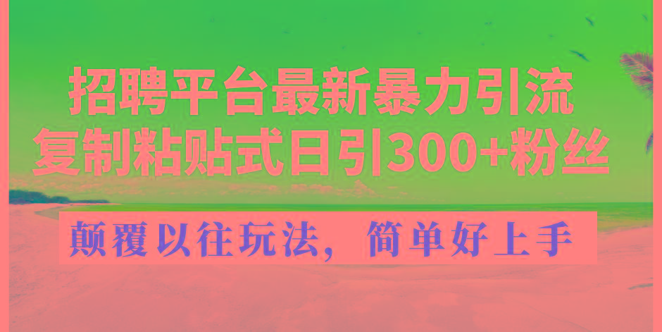 招聘平台最新暴力引流，复制粘贴式日引300+粉丝，颠覆以往垃圾玩法，简…-百货大全
