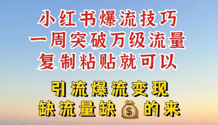 小红书爆流技巧，一周突破万级流量，复制粘贴就可以，引流爆流变现【揭秘】-百货大全