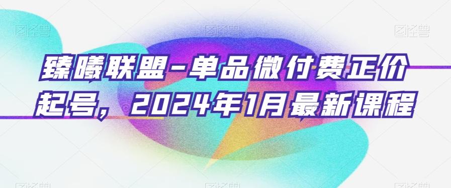 臻曦联盟-单品微付费正价起号，2024年1月最新课程-百货大全