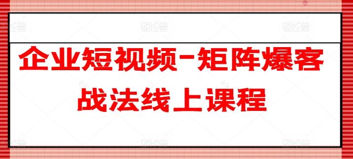 企业短视频-矩阵爆客战法线上课程-百货大全