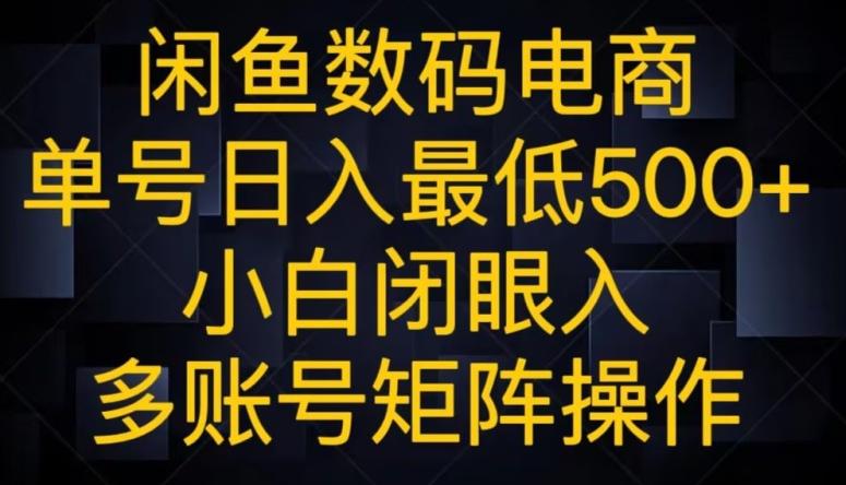 闲鱼数码电商，单号日入最低500+，小白闭眼入，多账号矩阵操作-百货大全