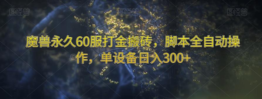 魔兽永久60服打金搬砖，脚本全自动操作，单设备日入300+【揭秘】-百货大全
