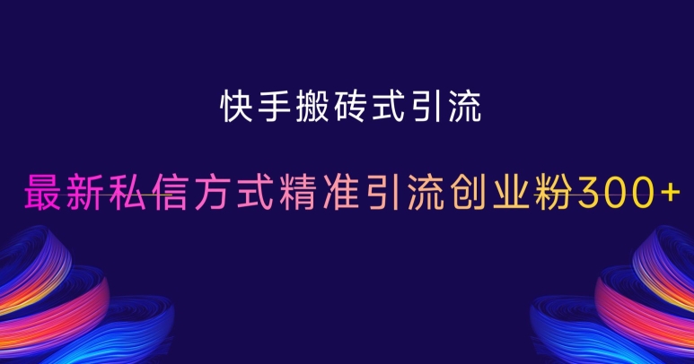 快手搬砖式引流，最新私信方式精准引流创业粉300+-百货大全