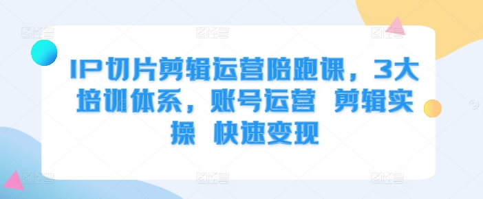 IP切片剪辑运营陪跑课，3大培训体系，账号运营 剪辑实操 快速变现-百货大全