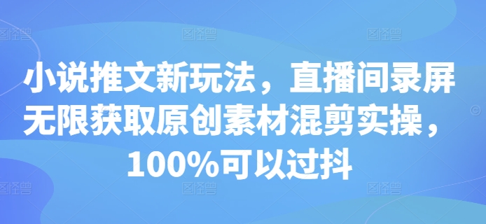 小说推文新玩法，直播间录屏无限获取原创素材混剪实操，100%可以过抖-百货大全