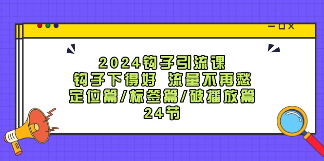 2024钩子引流课：钩子下得好流量不再愁，定位篇/标签篇/破播放篇/24节-百货大全