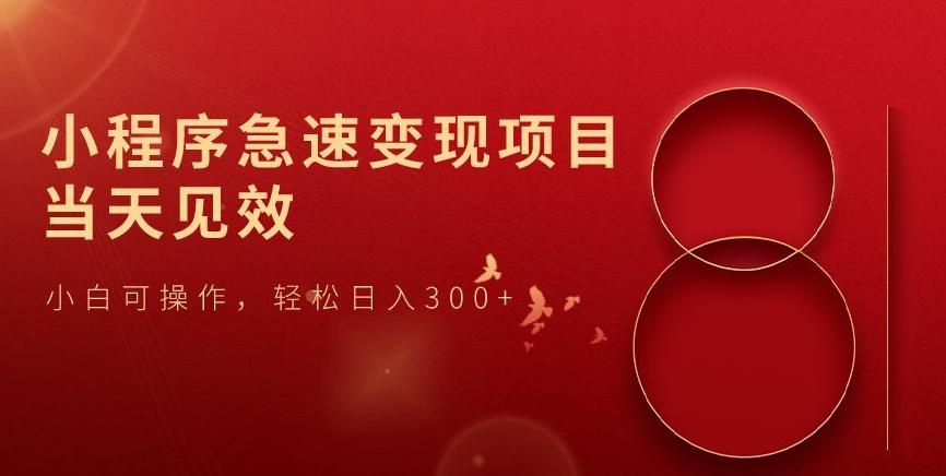 小程序急速变现项目，当天见效，小白可操作，轻松日入300+-百货大全