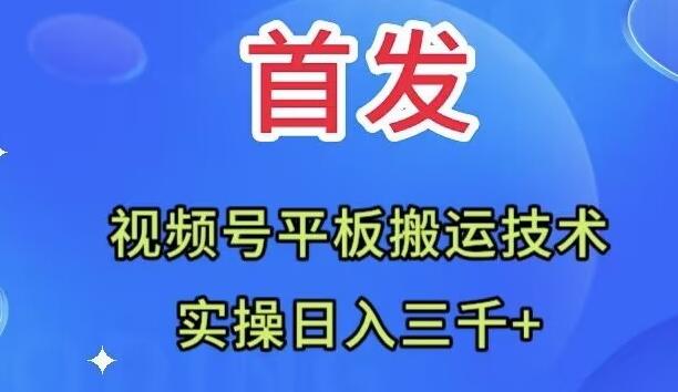 全网首发：视频号平板搬运技术，实操日入三千＋-百货大全
