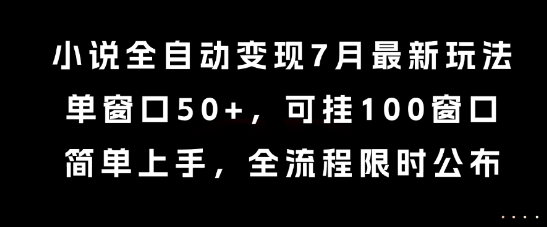 小说全自动变现7月玩法，单窗口50+，可挂100窗口，简单上手，全流程限时公布【揭秘】-百货大全