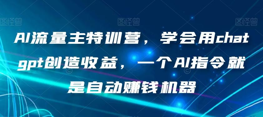 AI流量主特训营，学会用chatgpt创造收益，一个AI指令就是自动赚钱机器-百货大全