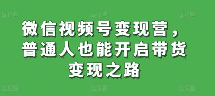 微信视频号变现营，普通人也能开启带货变现之路-百货大全