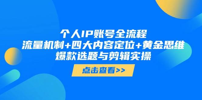 个人IP账号全流程：流量机制+四大内容定位+黄金思维, 爆款选题与剪辑实操-百货大全