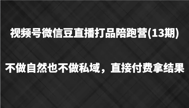 视频号微信豆直播打品陪跑(13期)，不做不自然流不做私域，直接付费拿结果-百货大全