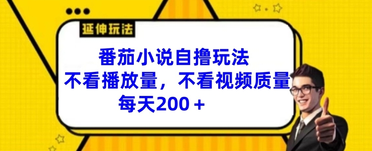 番茄小说自撸玩法，不看播放量，不看视频质量，每天200+【揭秘】-百货大全