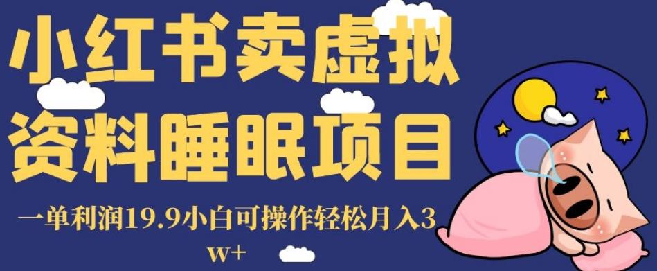 小红书卖虚拟资料睡眠项目，一单利润19.9小白可操作轻松月入3w+【揭秘】-百货大全