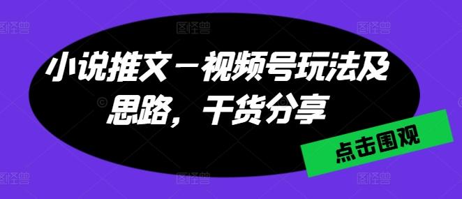 小说推文—视频号玩法及思路，干货分享-百货大全