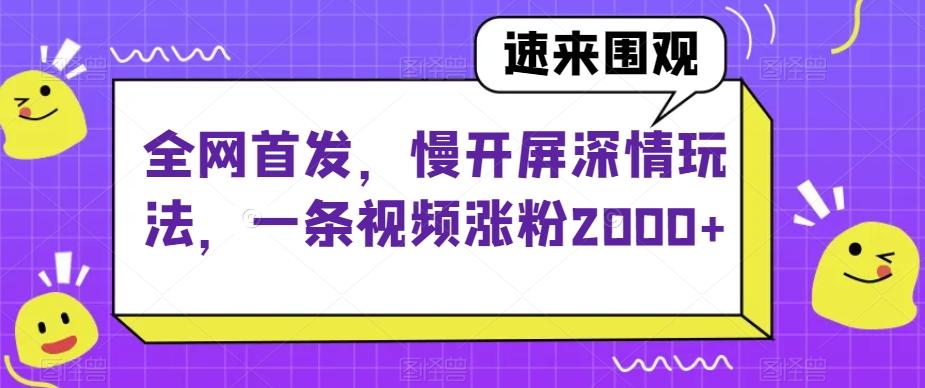 全网首发，慢开屏深情玩法，一条视频涨粉2000+【揭秘】-百货大全