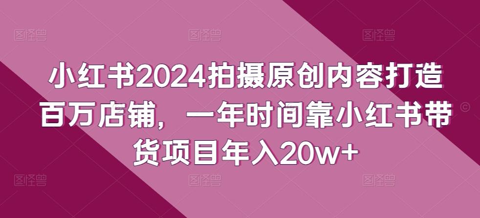 小红书2024拍摄原创内容打造百万店铺，一年时间靠小红书带货项目年入20w+-百货大全