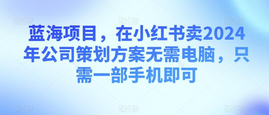 蓝海项目，在小红书卖2024年公司策划方案无需电脑，只需一部手机即可-百货大全